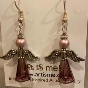 SILVER AND CRYSTAL ANGEL CHRISTMAS EARRINGS